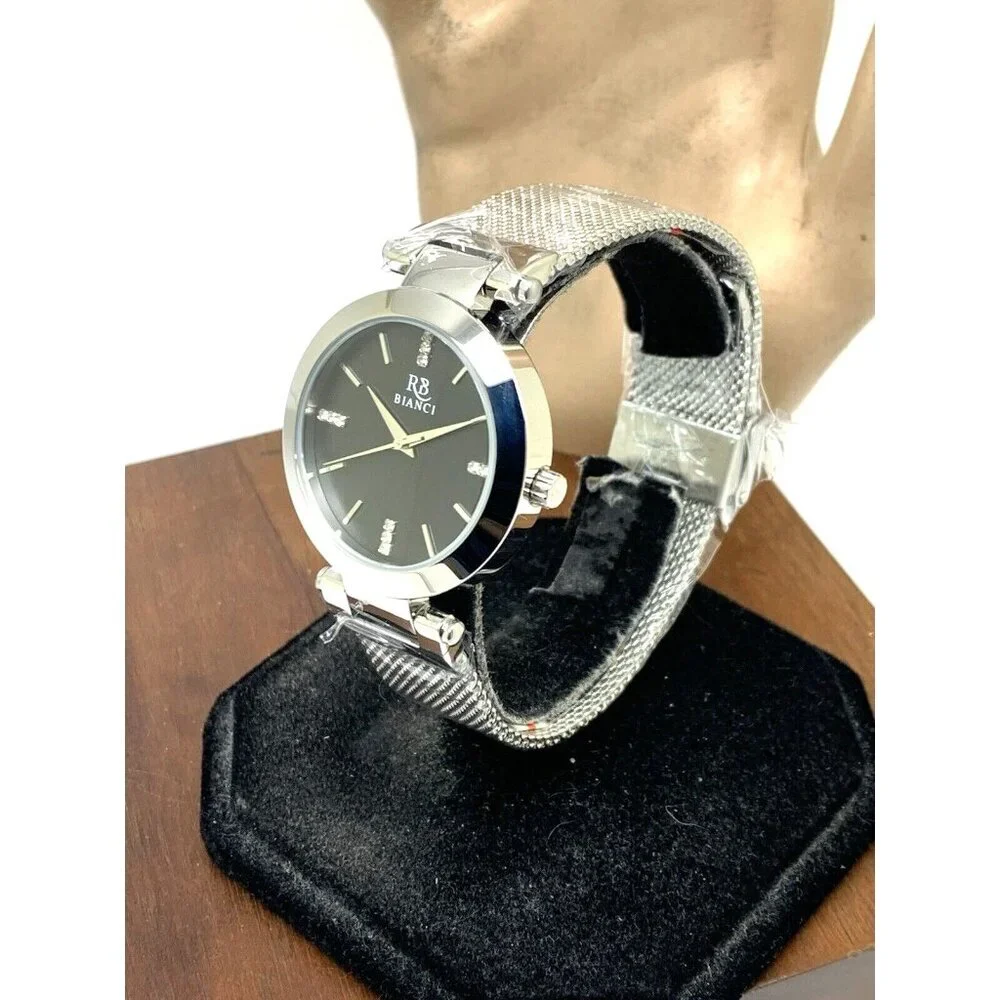 Roberto Bianci Women's Watch RB0401 Black Dial Quartz Gemmed Silver Steel 34mm